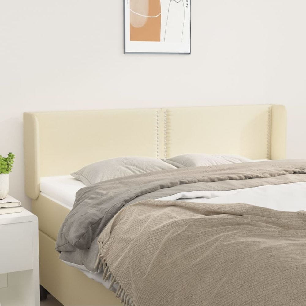 Vidaxl Čelo postele so záhybmi krémový 147x16x78/88 cm umelá koža